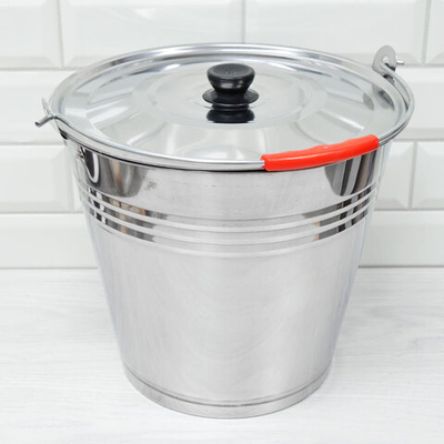 Ведро 10л с крышкой, нержавеющая сталь
