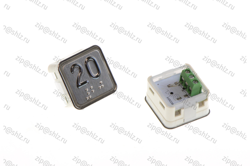 Кнопка (кнопочный модуль) KA302-D-R "20 этаж", квадратная, динамическая красная подсветка, Брайль