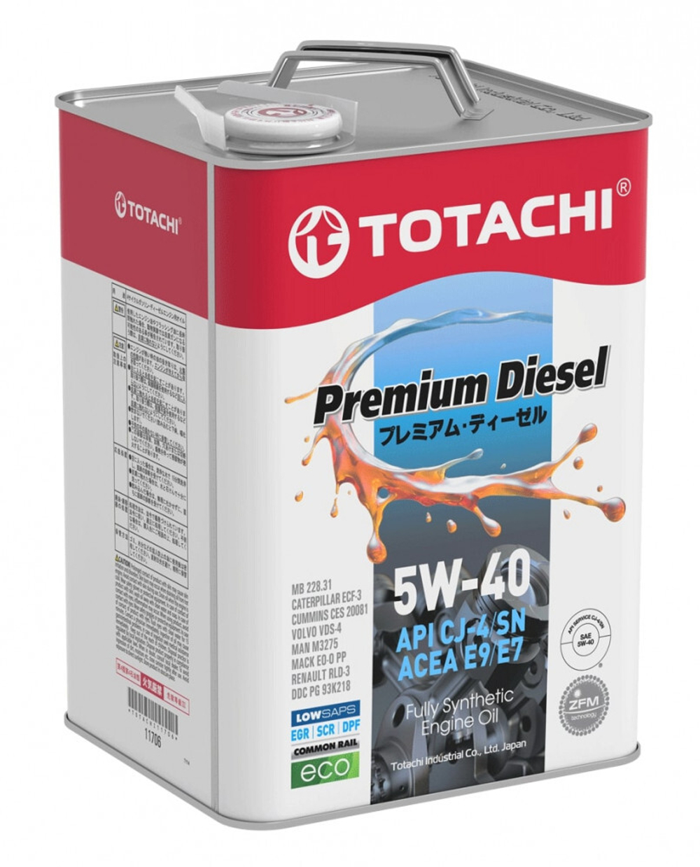 Масло моторное  синтетическое TOTACHI Premium Diesel CJ-4/SM  5W-40 6 л