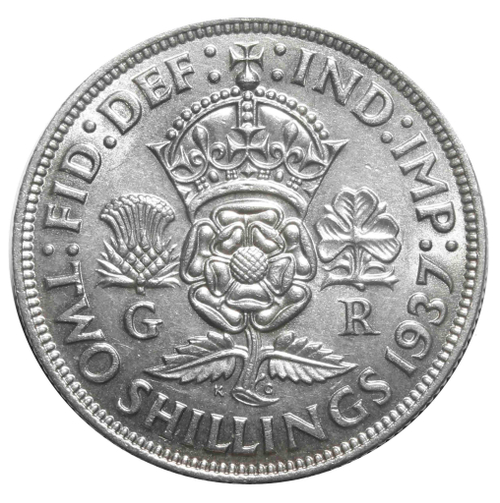 2 шиллинга 1937 год Великобритания (Георг VI) Серебро. XF-AU