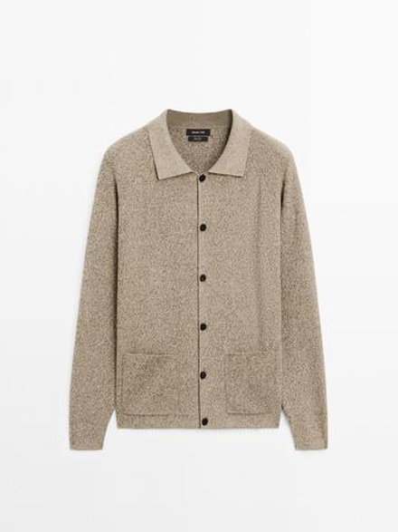 Massimo Dutti Вязаный кардиган Muline из хлопка, бежевый