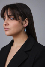 Серьги "Венеция" оттенок Лондон блу, фурнитура серебро