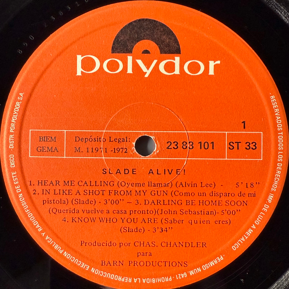 Slade ‎– Slade Alive! (Испания 1972г.)