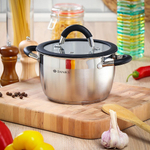 Кастрюля нерж, 2.7 л, с крыш, крышка стекло, Daniks, Орландо, GS-01435-18CA, серебр, индукц