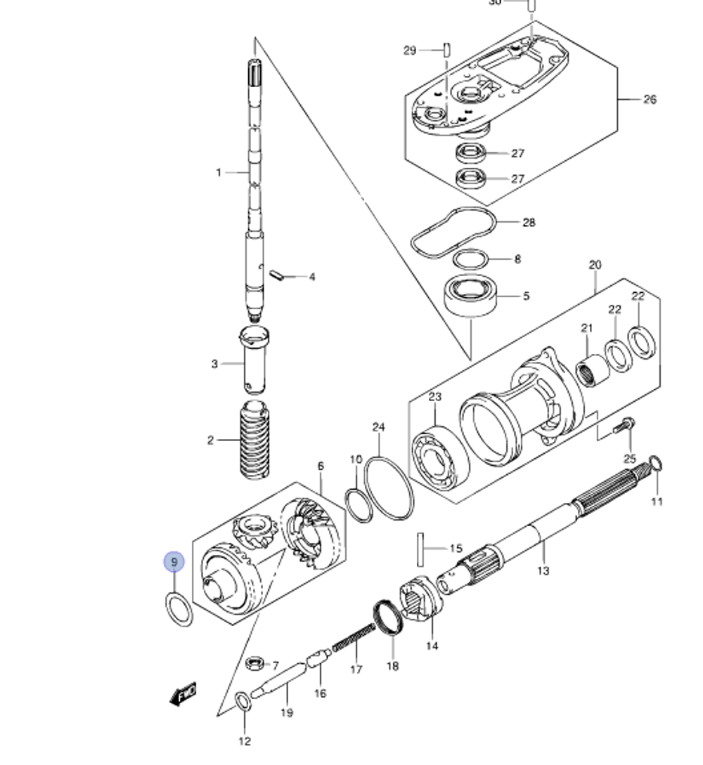 Шайба регулировочная для лодочного мотора Suzuki (30X42X0.7) 09181-30188