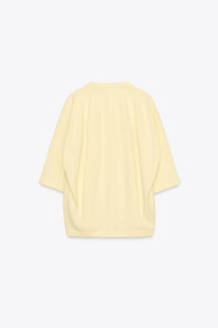 ZARA ФУТБОЛКА ОВЕРСАЙЗ С ЭФФЕКТОМ ПОТЕРТОСТИ, ЖЕЛТЫЙ