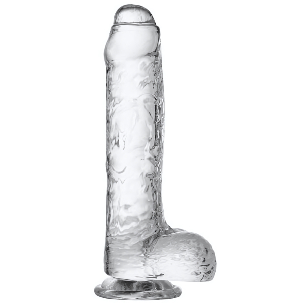 Фаллоимитатор с мошонкой реалистичный прозрачный 22 см