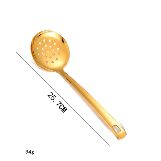 Ложка гарнирная для раздачи 26 см перфорированная нерж. цвет золото PVD P.L. Proff Cuisine