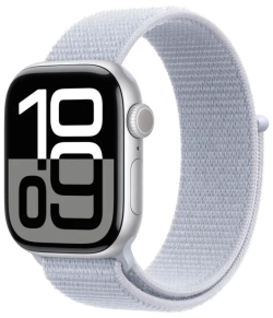Apple Watch Series 10, 46 мм, серебристый алюминий, спортивный браслет цвета "Blue Cloud"