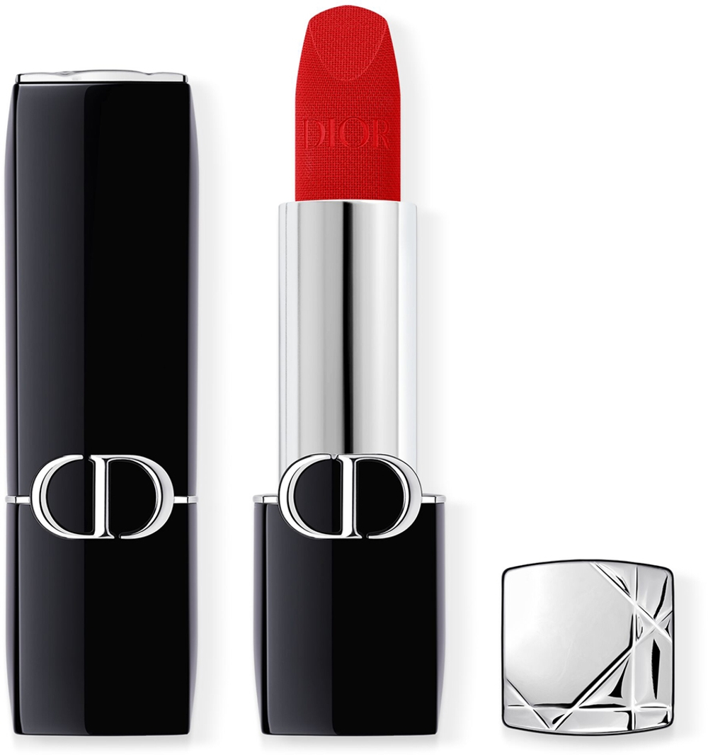 DIOR Rouge Dior - Помада для губ с долгим сроком носки, флакон с возможностью пополнения. оттенок 999 Velvet, 3 g