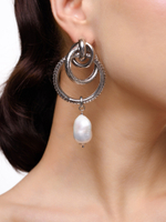 Серьги "Triple pearl ring" Silver