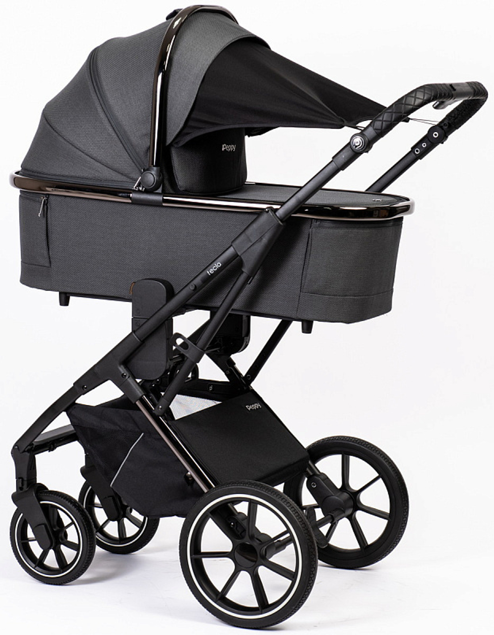 Детская коляска Peppy Tecla 3 в 1 Shadow Antrazit Chrome Edition (Графитовый)