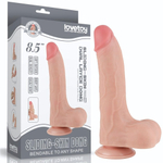 Телесный фаллоимитатор 8.5 Sliding Skin Dual Layer Dong - 22 см. (Цвет: телесный)