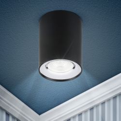 Светильник настенно-потолочный спот ЭРА OL1 GU10 BK/CH под лампу MR16/GU10 черный/хром IP20 | Накладные светильники