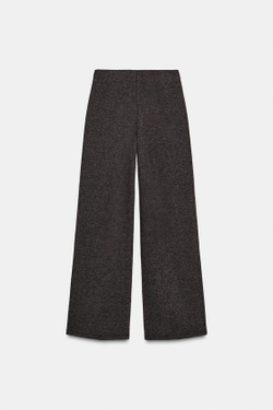 ZARA БРЮКИ ИЗ МЯГКОЙ ТКАНИ С ДЕКОРАТИВНЫМИ ШВАМИ, КОРИЧНЕВЫЙ МЕЛАНЖ