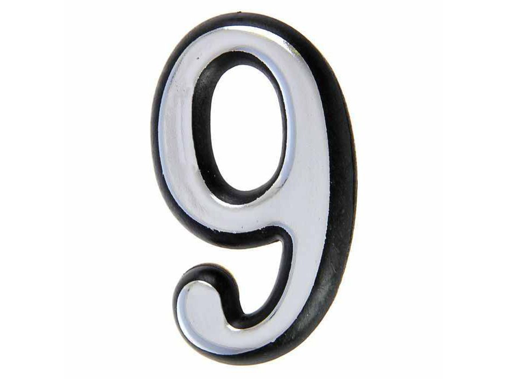 Цифра дверная "9" пластик хром Аллюр (20шт/уп)