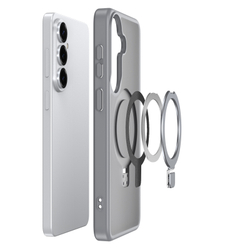 Матовый серый чехол с MagSafe для Samsung Galaxy S26+ Плюс, серия Yind Series Case от Dux Ducis (версия с магнитной откидной подставкой)