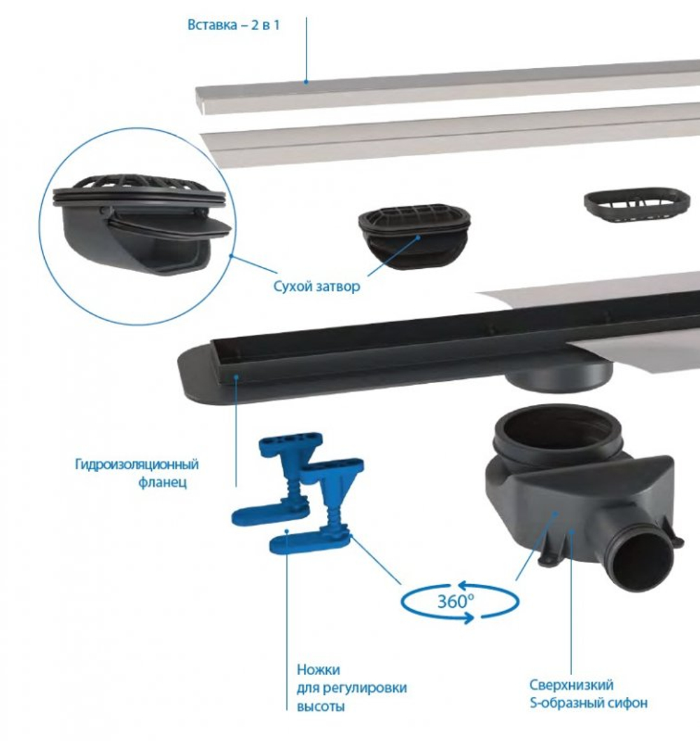 Душевой линейный трап 70 см BelBagno BB-LD-LUCE-70-BIANCO лоток белый матовый