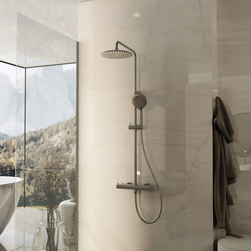 Душевая стойка Vincea Rondo VSFS-1R0GM без излива, вороненая сталь