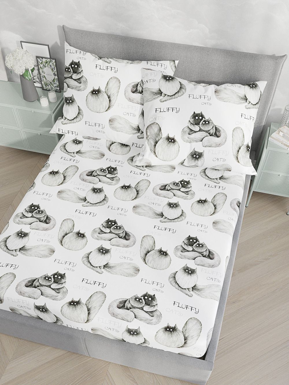 Постельное белье Сказка "Флиппи" 1,5-сп Наволочка 50х70 см 1 шт Простынь 150х215 см Пододеяльник 145х215 см, поплин