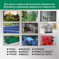 Грунт-эмаль 3 в1 по ржавчине, краска по металлу, краска по дереву черная 1,8 кг