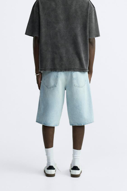 ZARA ДЖИНСОВЫЕ ШОРТЫ BAGGY-FIT, ГОЛУБОЙ
