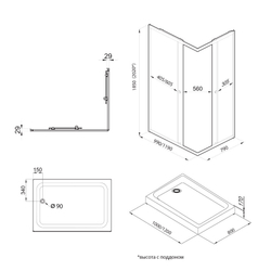 Душевой уголок Triton Вента 100x80 (черный)