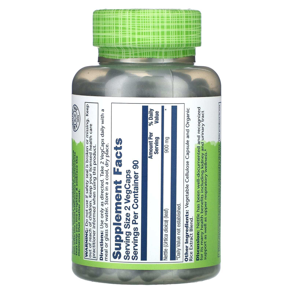 Solaray, True Herbs, крапива, 180 вегетарианских капсул (450 мг в капсуле)