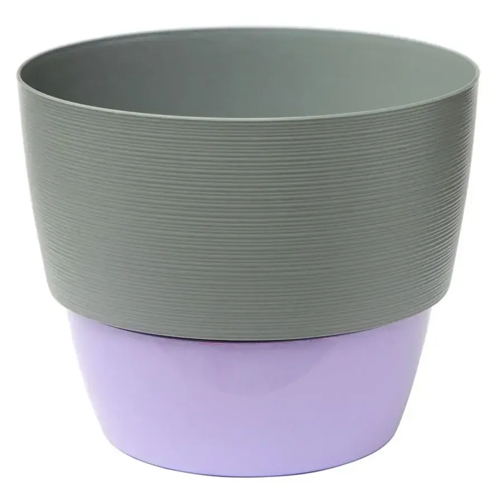 Горшок цветочный с вкладкой Валенсия 2,5л Серый муссон/ваниль - Лаванда D17,5, Н14,5