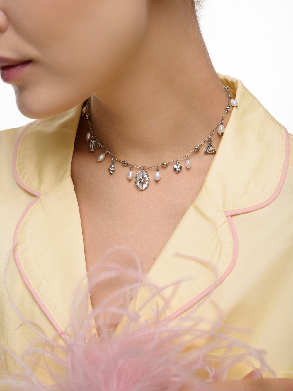 Чокер "Oval White Star Pearl"