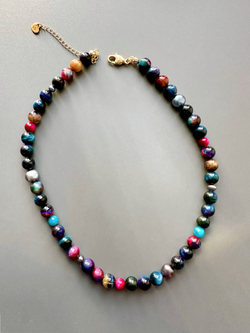 Ожерелье Агнес из черного жемчуга и тигрового глаза