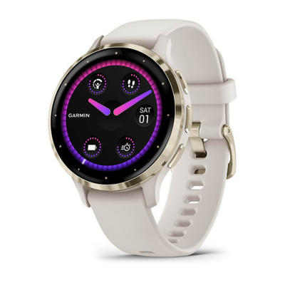 Часы Garmin Venu 3s цвета слоновой кости с золотистым безелем, 010-02785-04