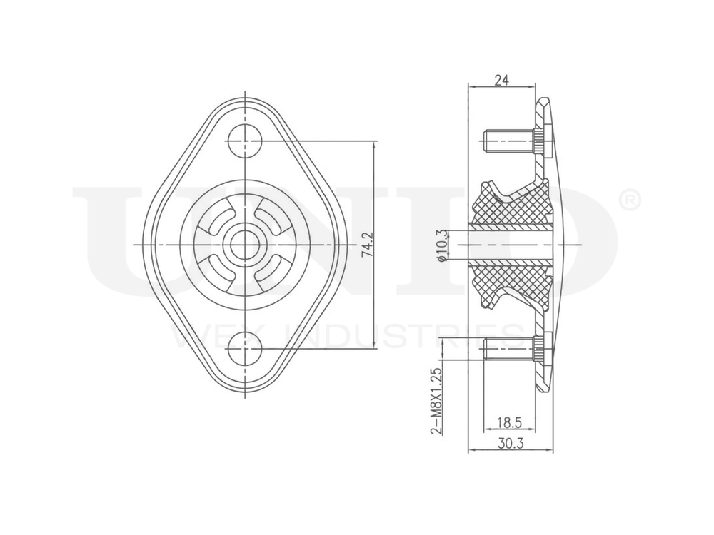 Опора амортизатора задняя UNIO RMP-13022