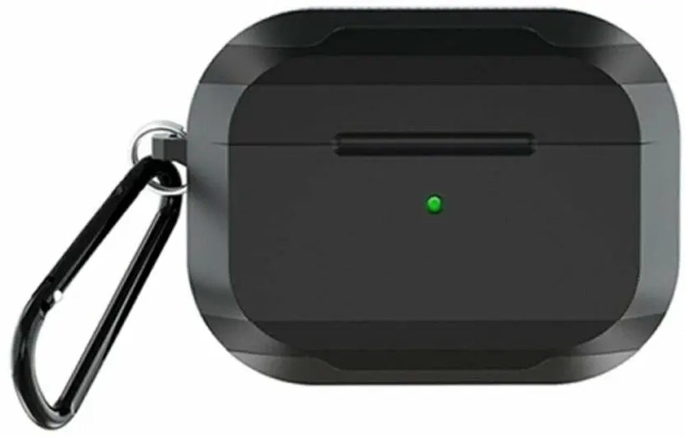 Чехол WiWU Defender Strong Metal для AirPods Pro противоударный с карабином (черный)