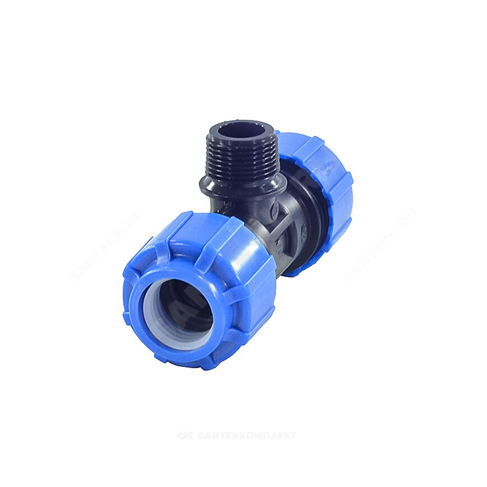 Тройник компрессионный ПЭ Дн 25х1/2"х25 НР Ру16 ТПК-АКВА 51251225