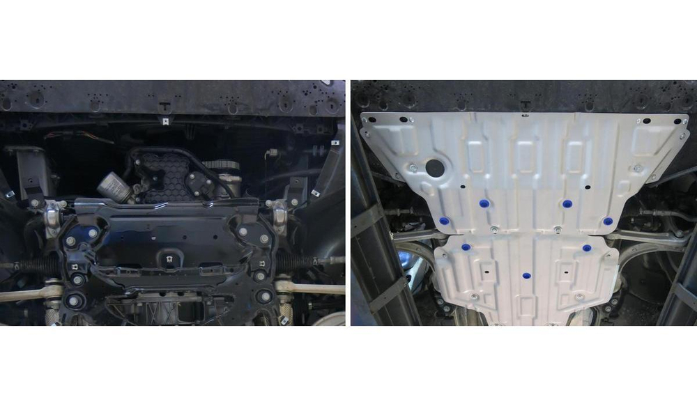 Защита картера Rival для Audi A4 B9 (V - 1.4; 2.0 (190/249 л.с.)) АКПП 2015-2020/Audi A4 B9 рестайлинг (V - 2.0 (150/190 л.с.)) 2019-н.в./Audi A5 8W (V - 2.0 (249 л.с.)) АКПП 4WD 2016-н.в., штампованная, алюминий 3 мм, с крепежом, 333.0334.1