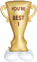 Шар 3D (61''/155 см) Фигура на подставке, Кубок, Ты Лучший, №1, Золото, Сатин