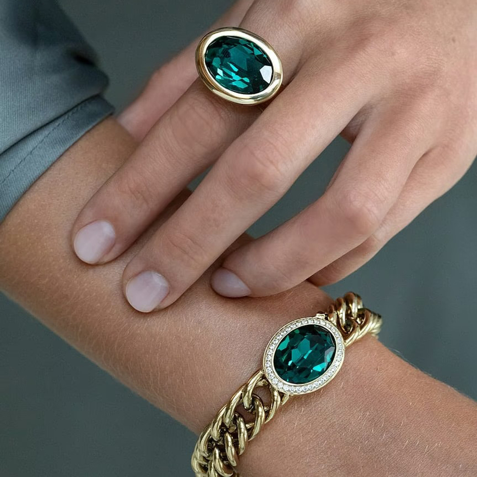 Кольцо Qudo TIVOLA big G emerald 19 мм 632331/19 G/G