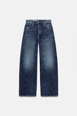 ZARA ДЖИНСЫ TRF С МЕТАЛЛИЧЕСКИМИ ЗАКЛЕПКАМИ, МОРСКОЙ СИНИЙ