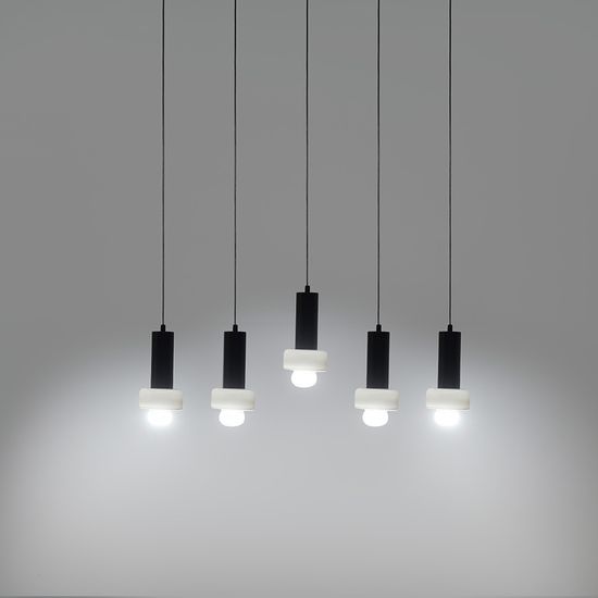 Светильник подвесной каскадный fungus, D15х25 см, 5 плафонов, белый/черный