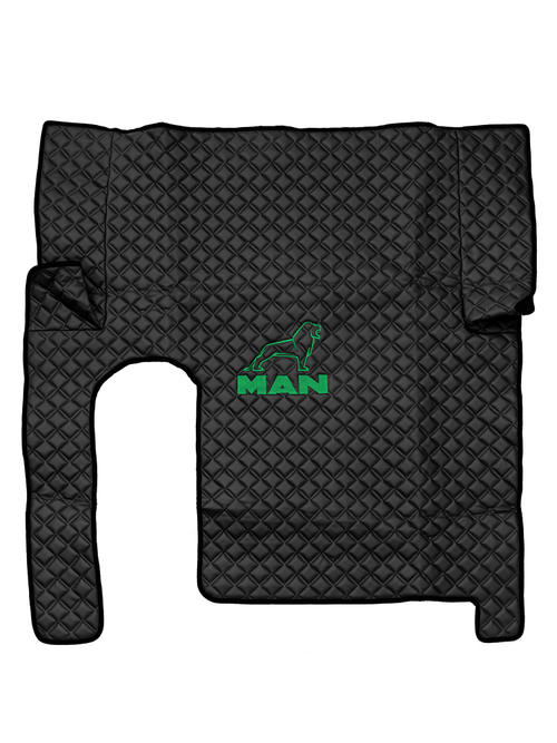 Ковры MAN TGX с 1-м ящиком (механика) (экокожа, черный, черный кант, зеленая вышивка)