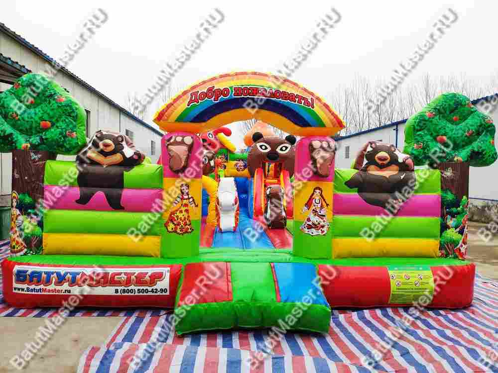 Коммерческий надувной батут "Маша и Миша", 10*6*2,8 м