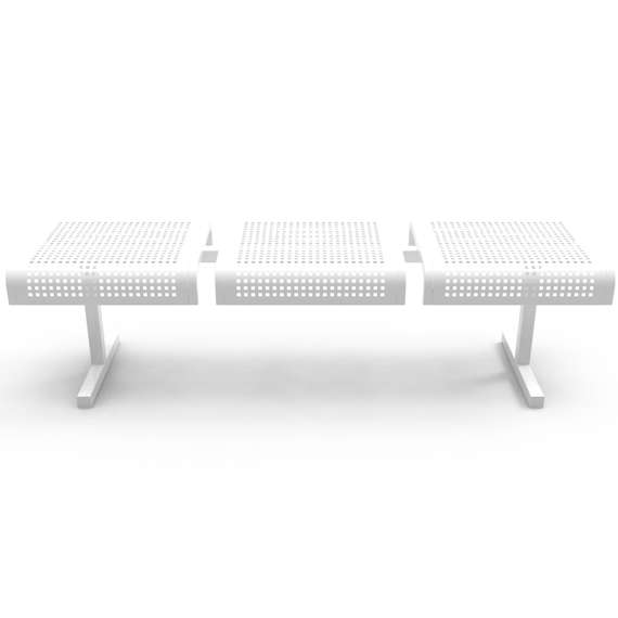 Секция стульев перфорированная трехместная неразборная на квадратной трубе без подлокотников