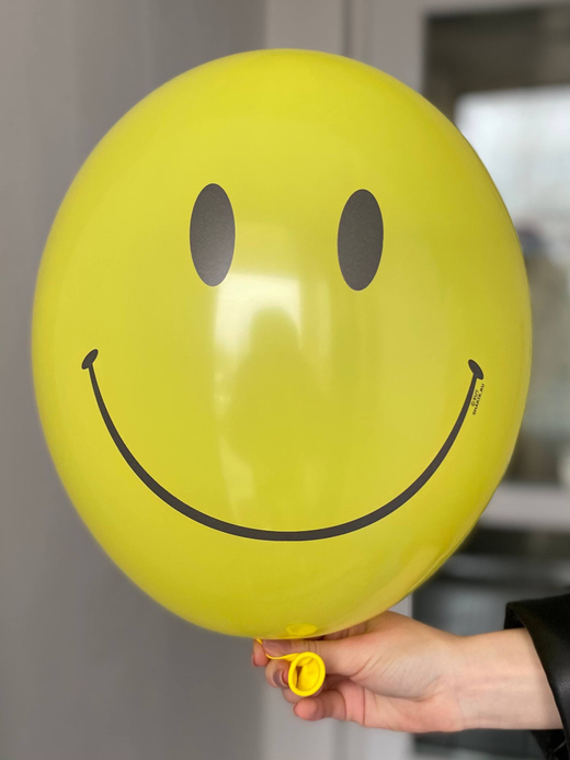 Воздушный шар с рисунком Смаил желтый 35см ПАЛИТРА №4343