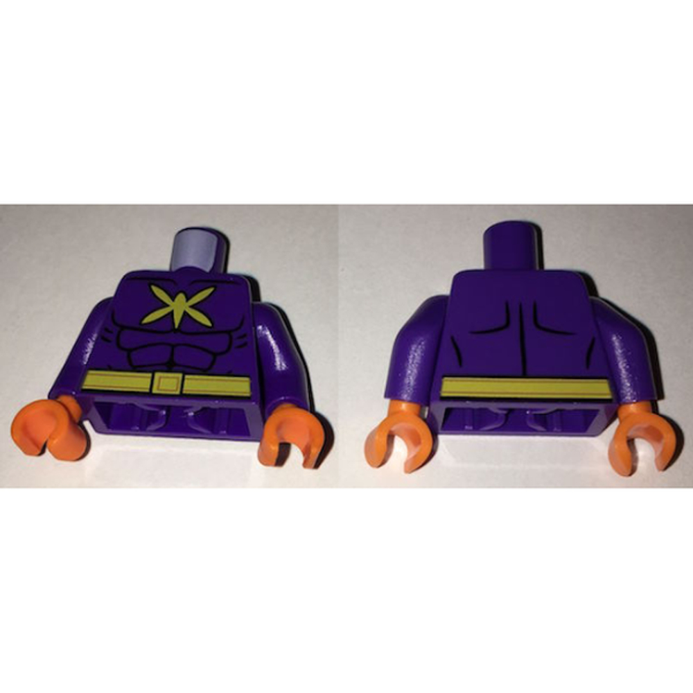 Контур мышц туловища Бэтмена с желтым логотипом Killer Moth и рисунком пояса / Темно-фиолетовые руки / Оранжевые кисти 973pb2410c01