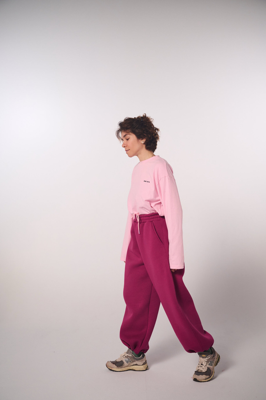 Брюки-бананы с начесом из футера "Малина"