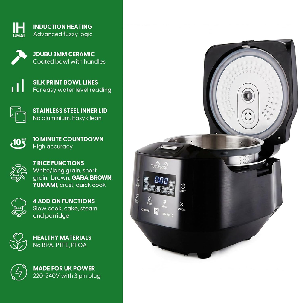 Yum Asia Рисоварка Yum Asia Bamboo Rice Cooker, 8 чашек, 1.5 л ( Anthracite Black)