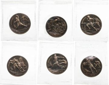 Набор монет 1 рубль 1991 «XXV Олимпийские игры 1992 года Барселона», 6 монет в запайке