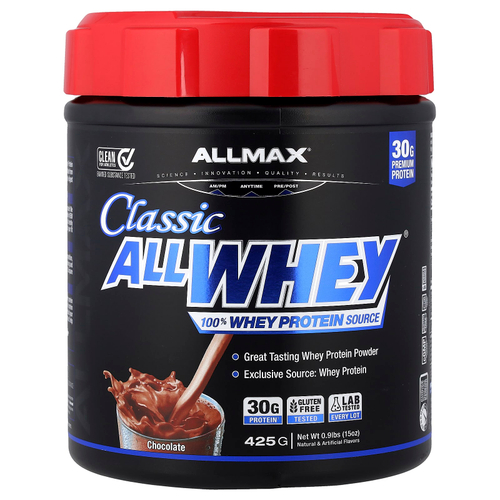 ALLMAX, CLASSIC ALLWHEY®, 100% источник сывороточного протеина, со вкусом шоколада, 425 г (0,9 фунта)