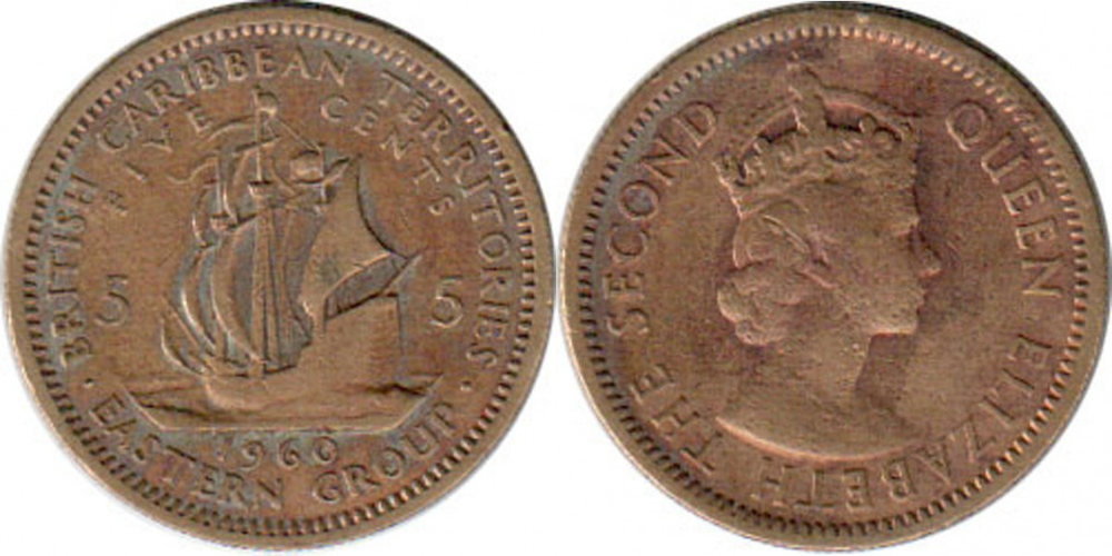 Восточные Карибы 5 центов 1955-1965 VF
